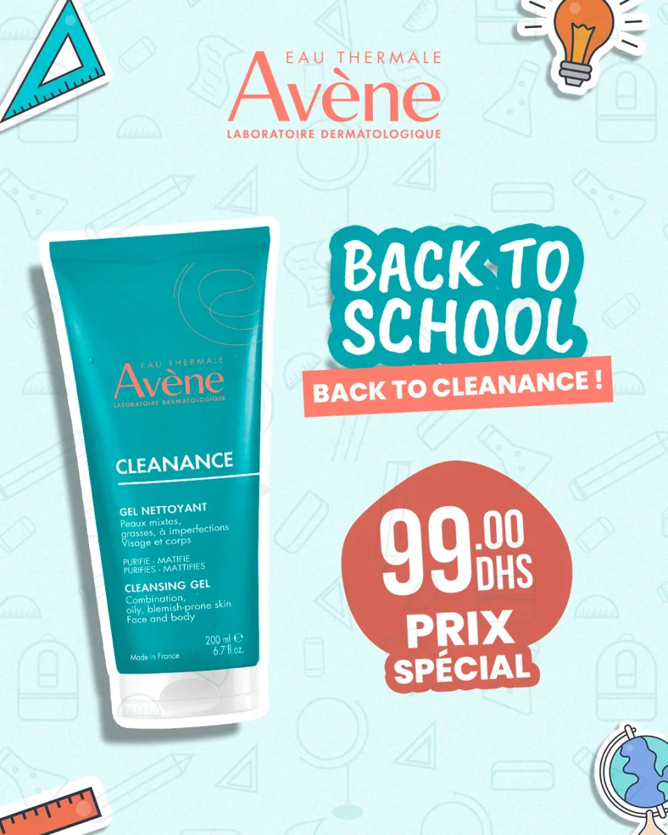 Avène Cleanance Gel Nettoyant 200ml - 99 DH (Prix Spécial Back to School) - Saldi Straordinari – Offerte Speciali Disponibili Adesso Cleanance Cleansing Gel, skin hygiene | Eau Thermale Avène