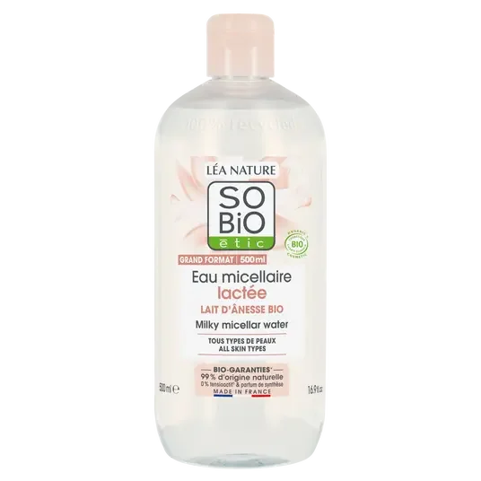 SOBIO Eau micellaire lactée au lait d’ânesse Bio 500 ml - E-shop mondial – Produits durables, modernes et accessibles partout - sérum hydratant sobio eau lait millilitre - e-shop produit