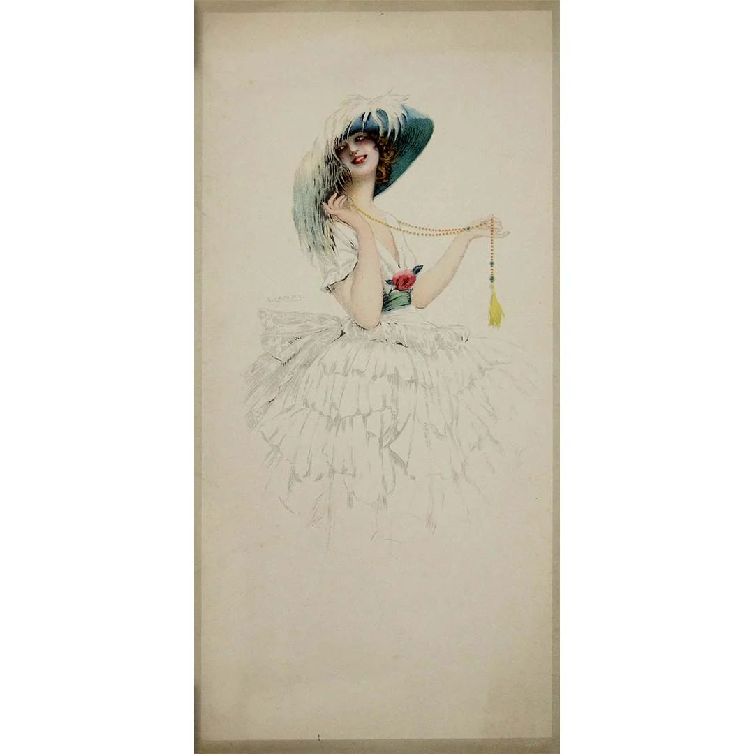 Élégante au chapeau Circa 1920 - Saldi Straordinari – Offerte Speciali Disponibili Adesso CHAPEAU SOMBRERO PAILLE 49CM MULTICOLORE ADULTE