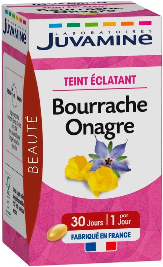 JUVAMINE – Teint Eclatant Bourrache Onagre – 30 Capsules - Saldi Straordinari – Offerte Speciali Disponibili Adesso - complément alimentaire teint onagre capsule