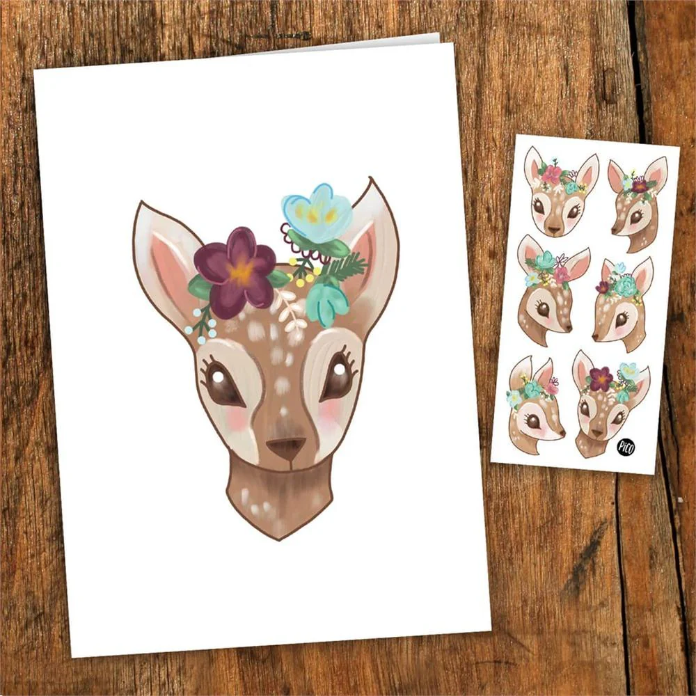 Pico Tatouage - Carte de souhaits - Les petits faons||Pico Tatouage - Card-The Little Fawns - Boutique Bébé en Ligne : Soins, Jouets et Articles Maison - {'count': 1, 'name': 'Parents'}