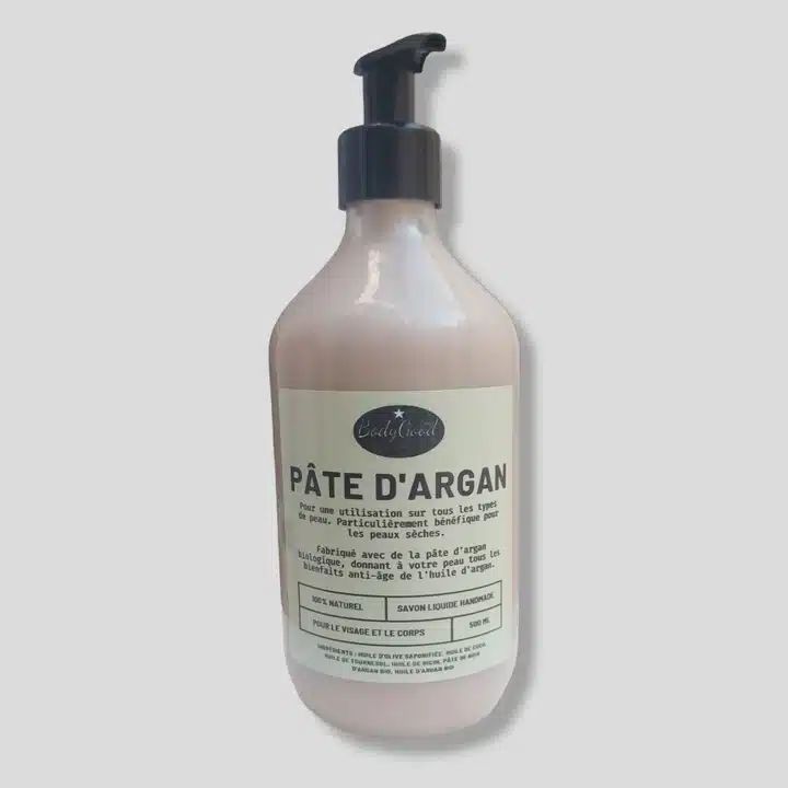 Savon liquide à la pâte d’argan – 500ml – BodyGood - ​Boulangerie-Pâtisserie | fitness Pain au Levain & Viennoiseries