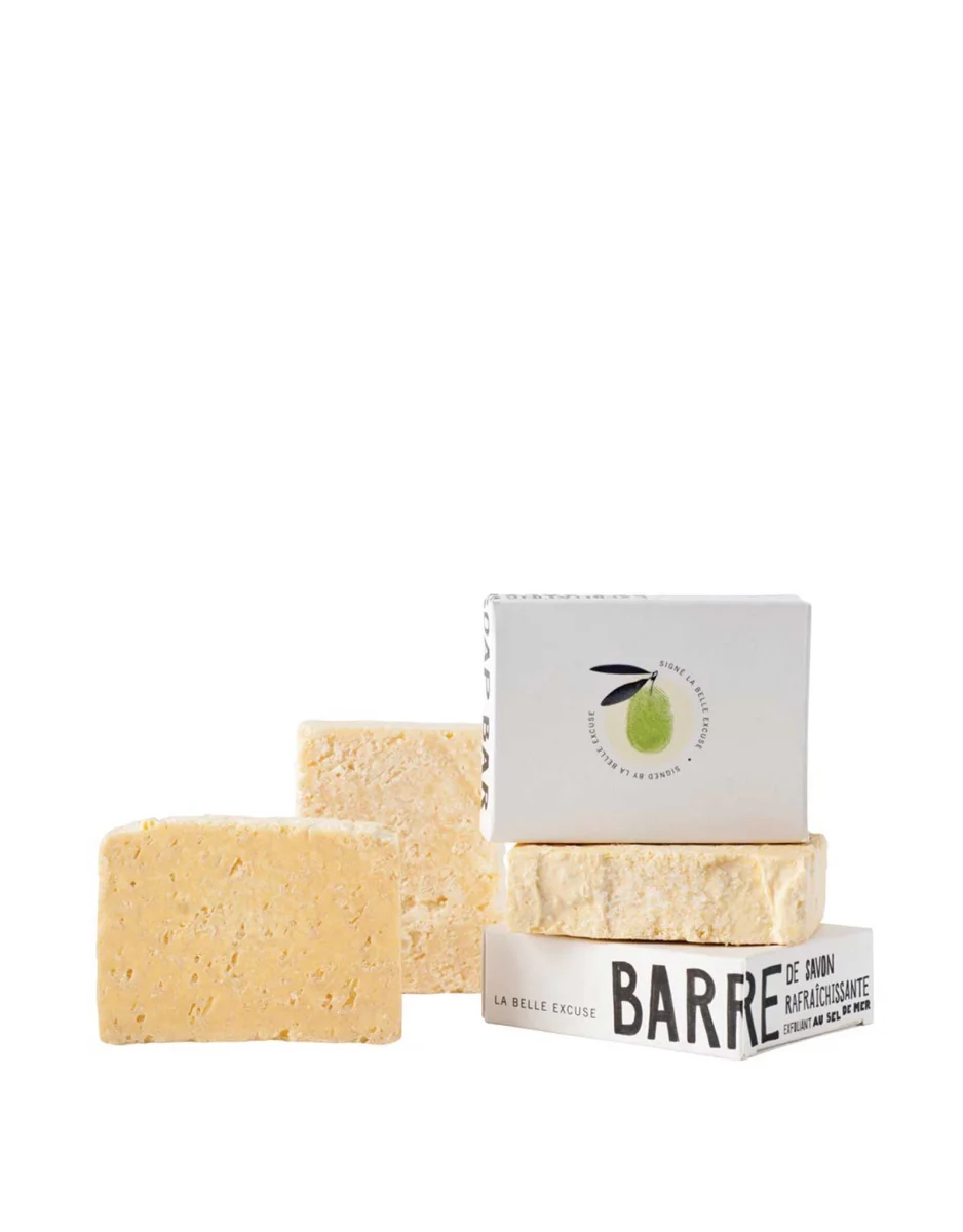 Savon barre Exfoliante rafraîchissante sel belle excuse Boutique Maman Bébé Produits Essentiels Quotidien