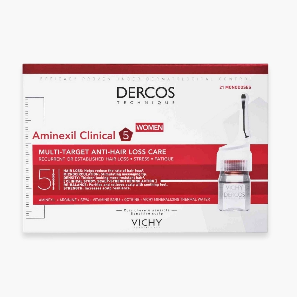 VICHY – Dercos Aminexil Clinical 5 Femmes Traitement Anti-Chute Monodoses – 21u - Saldi DERMO Straordinari – Offerte Speciali Disponibili Adesso