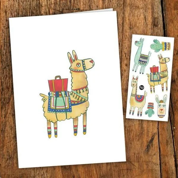Pico Tatouage - Carte de Souhait - Noah l'Alpaga||Pico Tatouage - Wish Card - Alpaga - Boutique Bébé en Ligne : Soins, Jouets et Articles Maison - {'count': 1, 'name': 'personnages'}