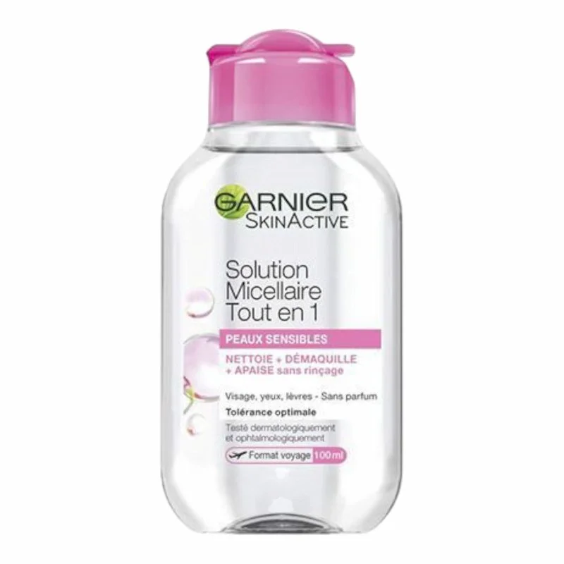 Garnier – Solution Micellaire Nettoyante Démaquillante 100 ml - ​Boulangerie-Pâtisserie | Pain au Levain & Viennoiseries​ Solution Micellaire Démaquillante Waterproof Biphasée - Format Cabine Avion  100ml | Byphasse