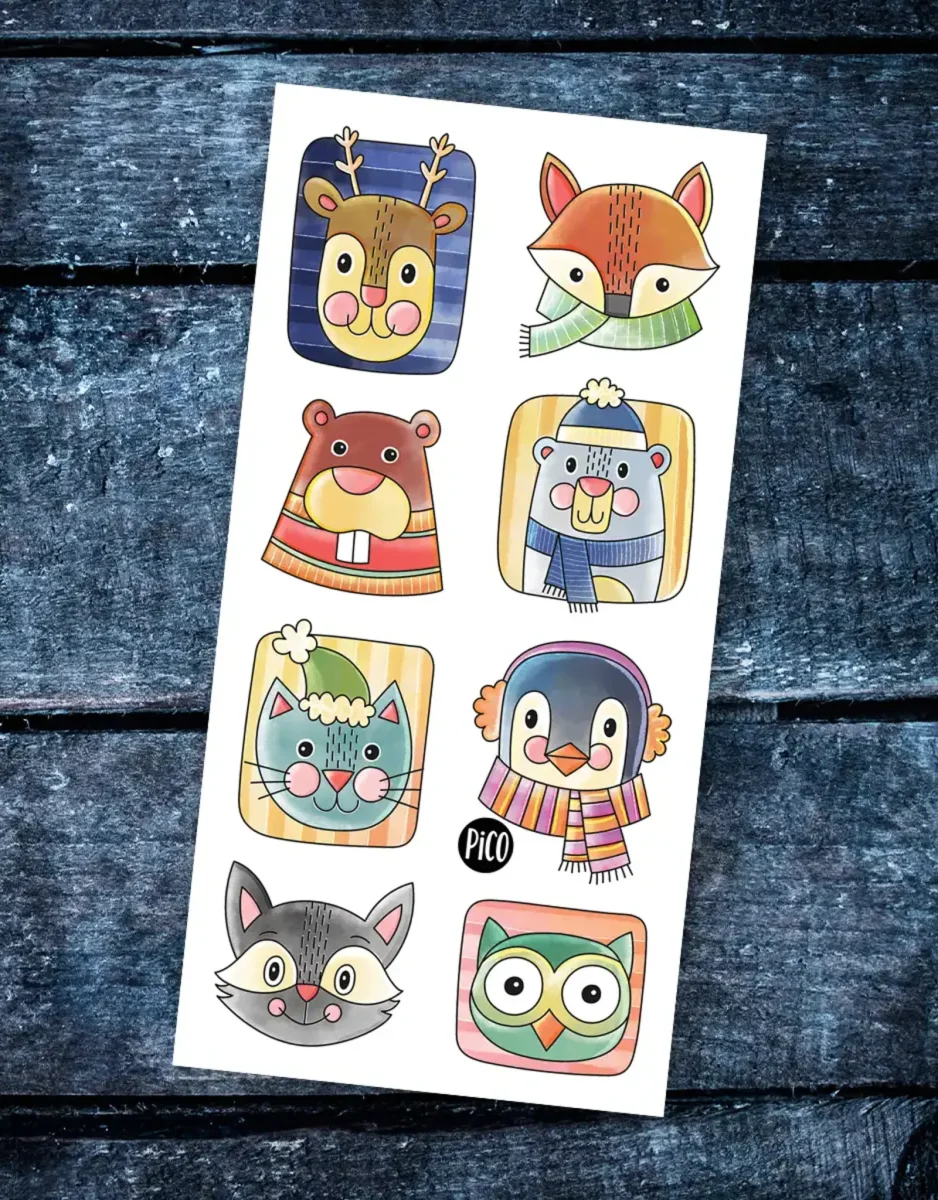 Tatouages Temporaires - Les animaux hivernaux - Pico - Boutique Maman & Bébé – Produits Essentiels au Quotidien Empreintes de pattes d'animal de compagnie tatouage temporaire - Etsy France