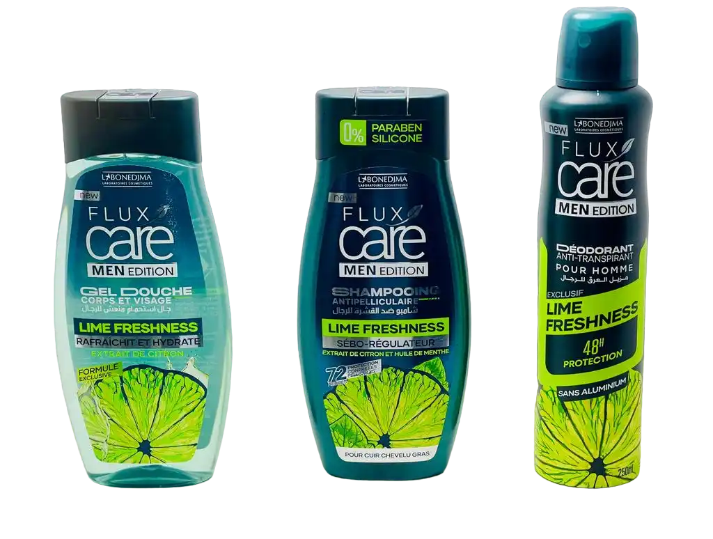 Flux Care Men Pack Lime Freshness – Déodorant + Shampooing + Gel HOMME Douche - Vins Rouges Harmonieux pour Chaque Occasion