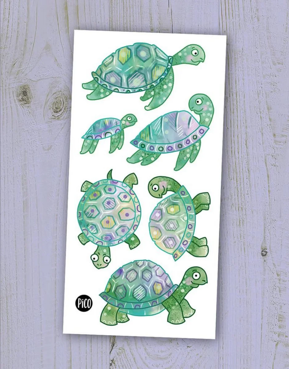 Tatouage - Les jolies tortues - Pico - Boutique Maman & Bébé – Produits Essentiels au Quotidien - cute turtle tatouage jolie tortue amp bébé produit