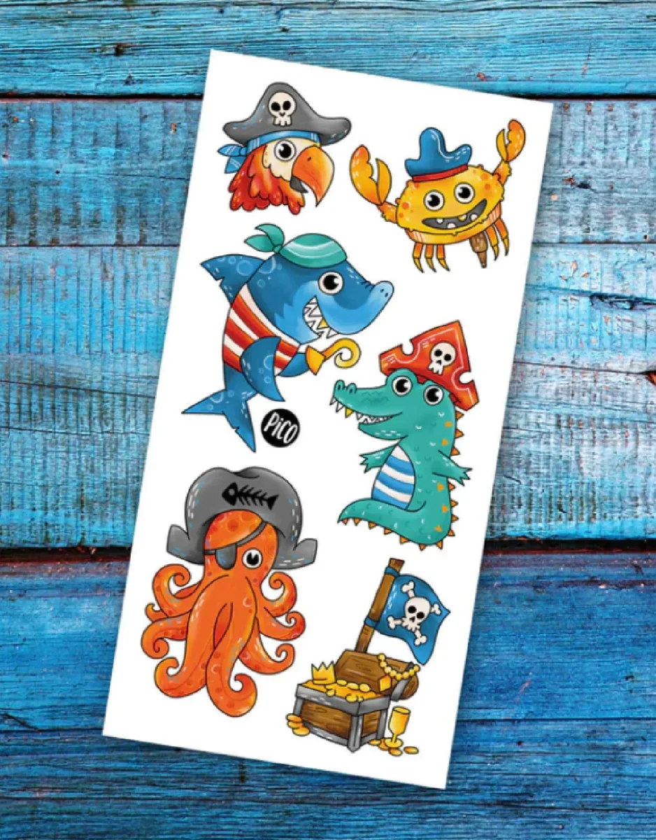 Tatouage - Alfred le pirate - Pico - Boutique Maman & Bébé – Produits Essentiels au Quotidien 12 autocollants tatouages temporaires thème pirates - Temu