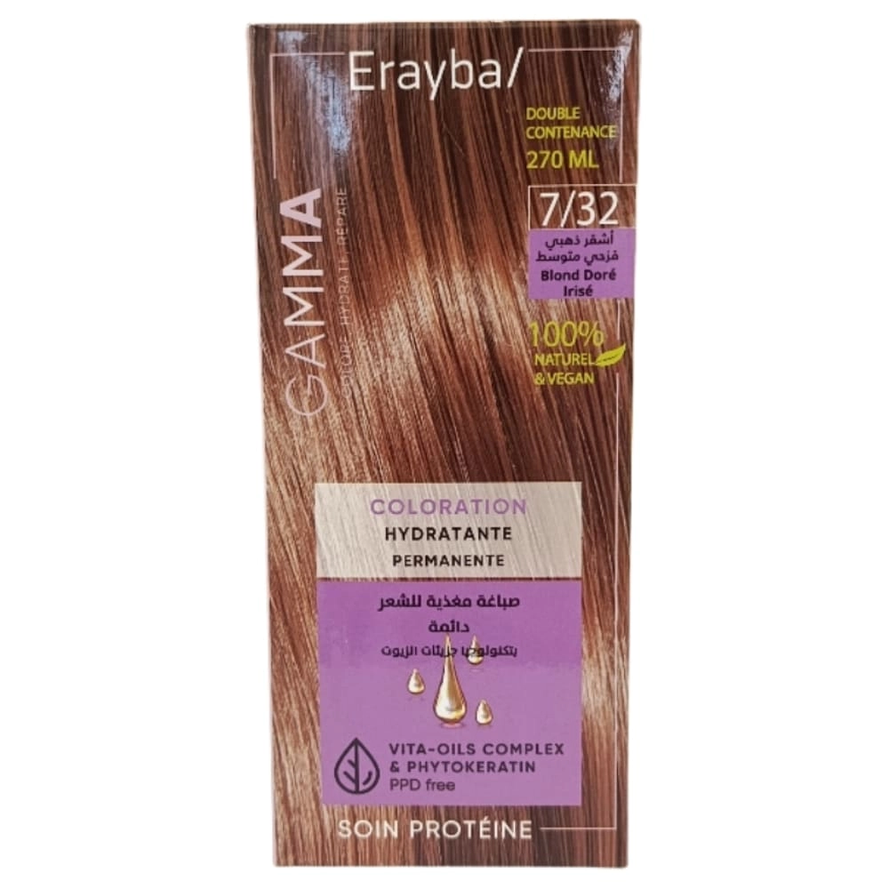 ERAYBA – Gamma Coloration Hydratante Permanente Naturelle – 7.32 – Blond Doré Irisé FONCÉ - Saldi Straordinari – Offerte Speciali Disponibili Adesso