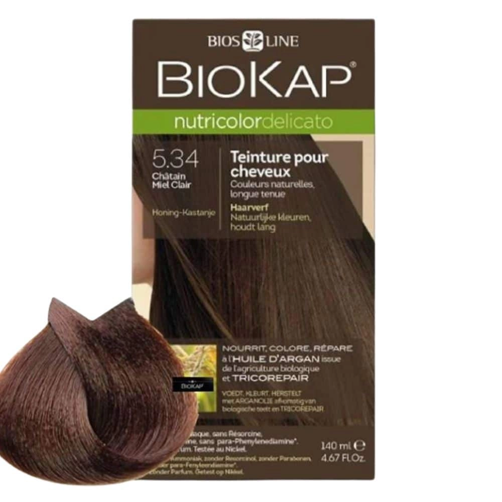 BIOKAP – Nutricolor Delicato Coloration Naturelle Cheveux Délicats – 140ml – 5.34 – Châtain Miel Clair - Saldi Straordinari – Offerte Speciali Disponibili Adesso - chatain clair biokap 8211 coloration cheveu 140ml