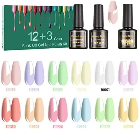 Ongle en gel tendance printemps « Nail Art SINZONeu – Set de 15 Vernis Semi-Permanents UV LED, Couleurs Populaires avec Top Coat Mat, 8ml » - Édition Limitée – L’Art de la Table Française en Promotion ! Kit vernis semi-permanent pastel 10 couleurs macaron 8ml UV/LED soak off  DIY
