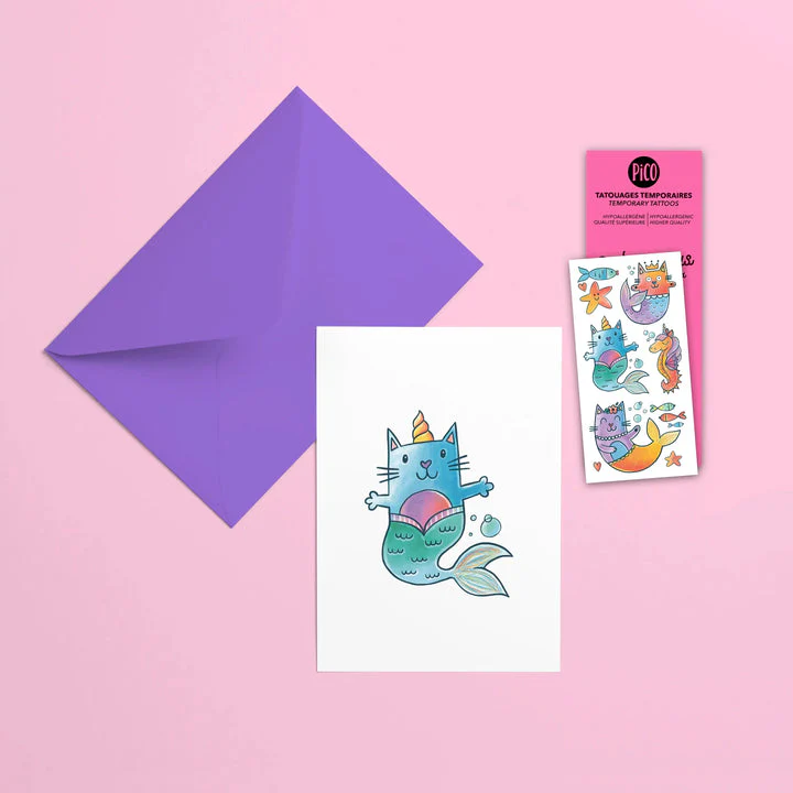 Pico Tatouage - Carte de Souhait Mystery - Les Chatsirènes||Pico Tatouage - Wish Card - The mermaids - Boutique Bébé en Ligne : Soins, Jouets et Articles Maison