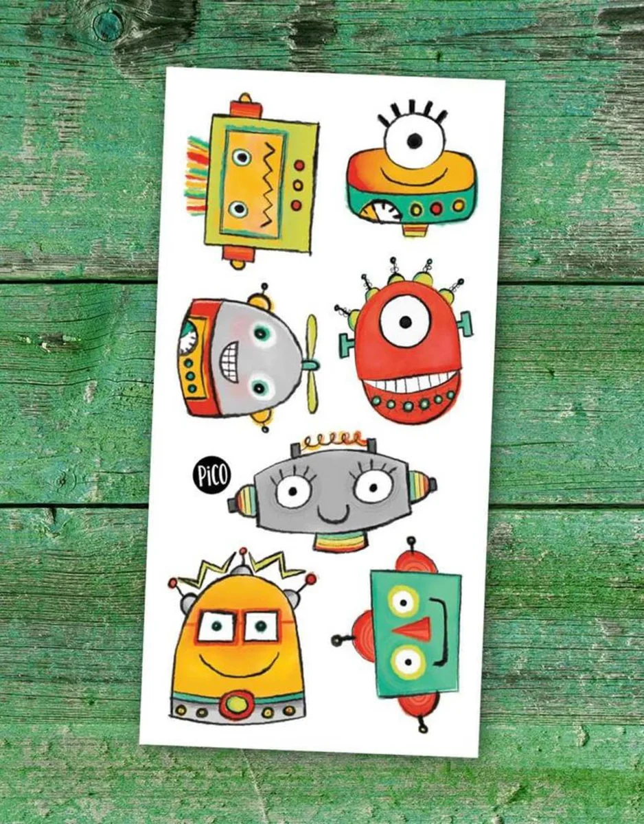 Tatouage - Les robots rigolos- Tatouages Pico - Boutique Maman & Bébé – Produits Essentiels au Quotidien