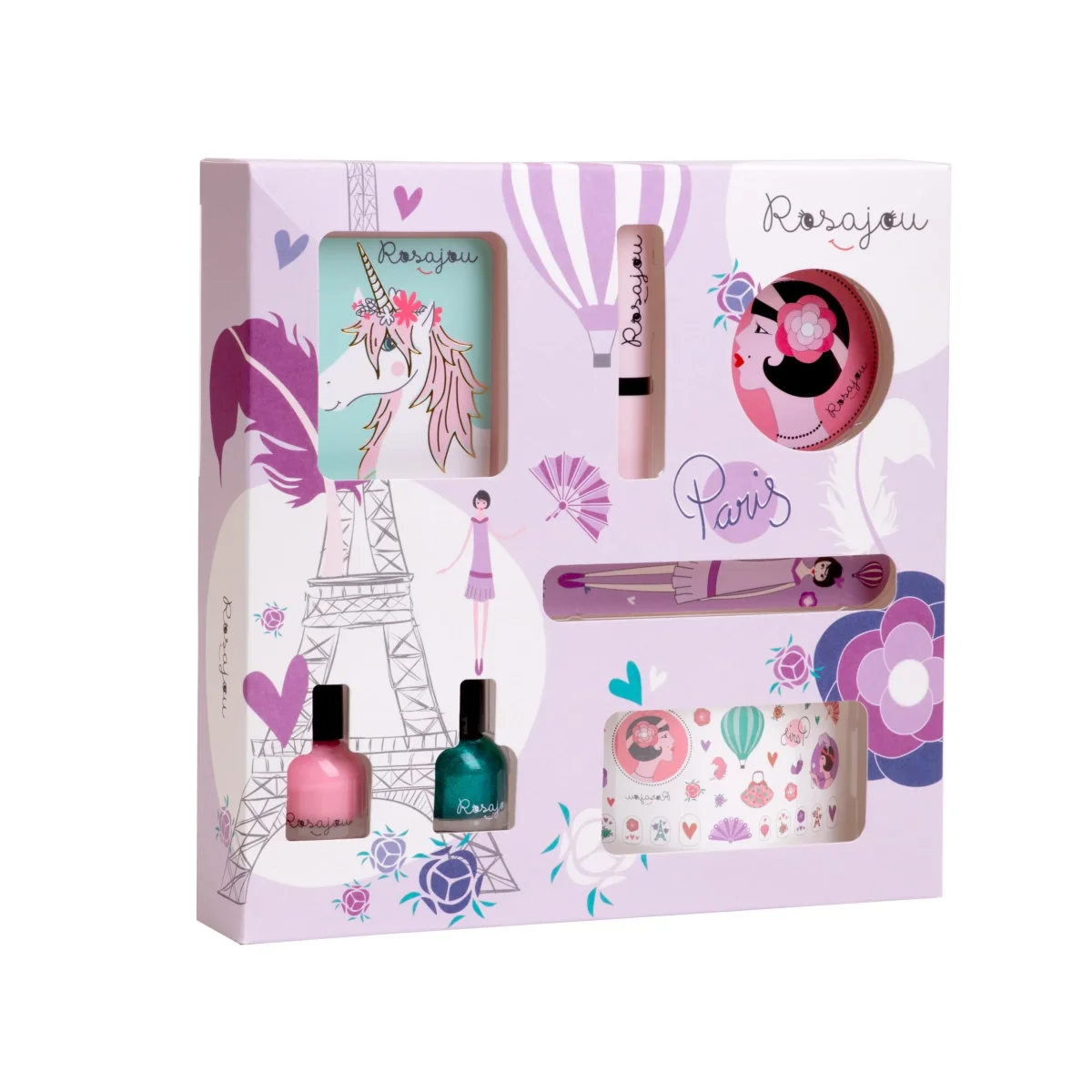 Coffret de maquillage "Années 20" - Boutique Maman & Bébé – Produits Essentiels au Quotidien Coffret de maquillage - Enfant - Kit de maquillage rose - Lavable - Cadeau  pour fille - 3 ans et plus
