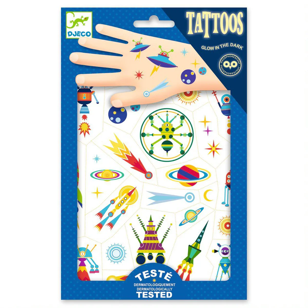 TATOUAGES TEMPORAIRES Béaba PHOSPHORESCENTS "SPACE ODDITY" - Boutique Maman & Bébé – Produits Essentiels au Quotidien