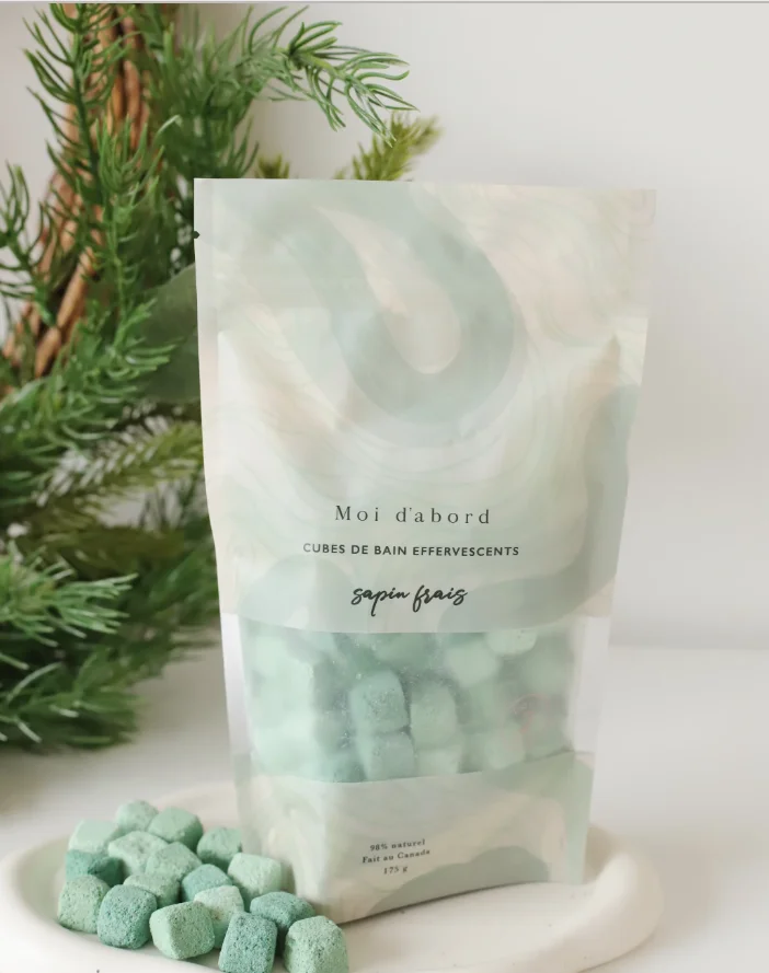 Cubes de bain effervescents – Sapin frais – Moi d’abord - ​Boulangerie-Pâtisserie | Pain au Levain Mie & Viennoiseries