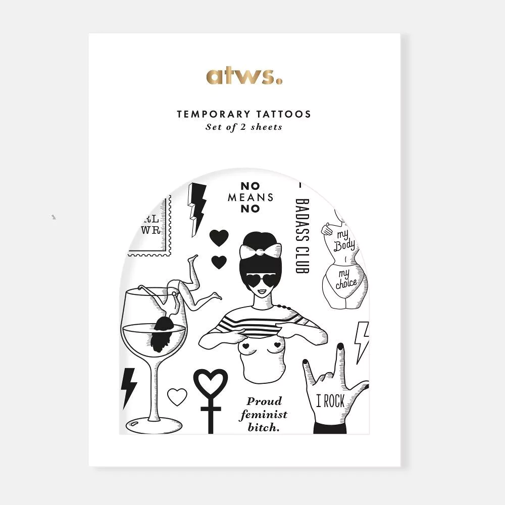 Tattoos Temporaires Girl power Set Feuilles Style Empreint Force Ways Say Accessoires pratiques maison intérieur fonctionnel