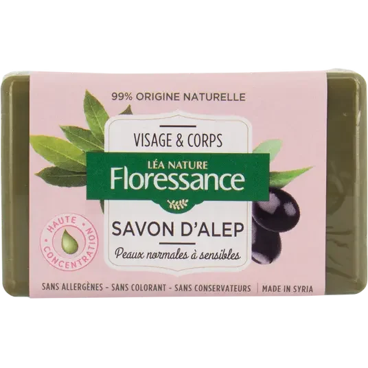 FLORESSANCE Savon d’Alep visage et corps 100 g - E-shop mondial – Produits durables, modernes et accessibles partout - {'count': 26, 'name': 'Alep'}