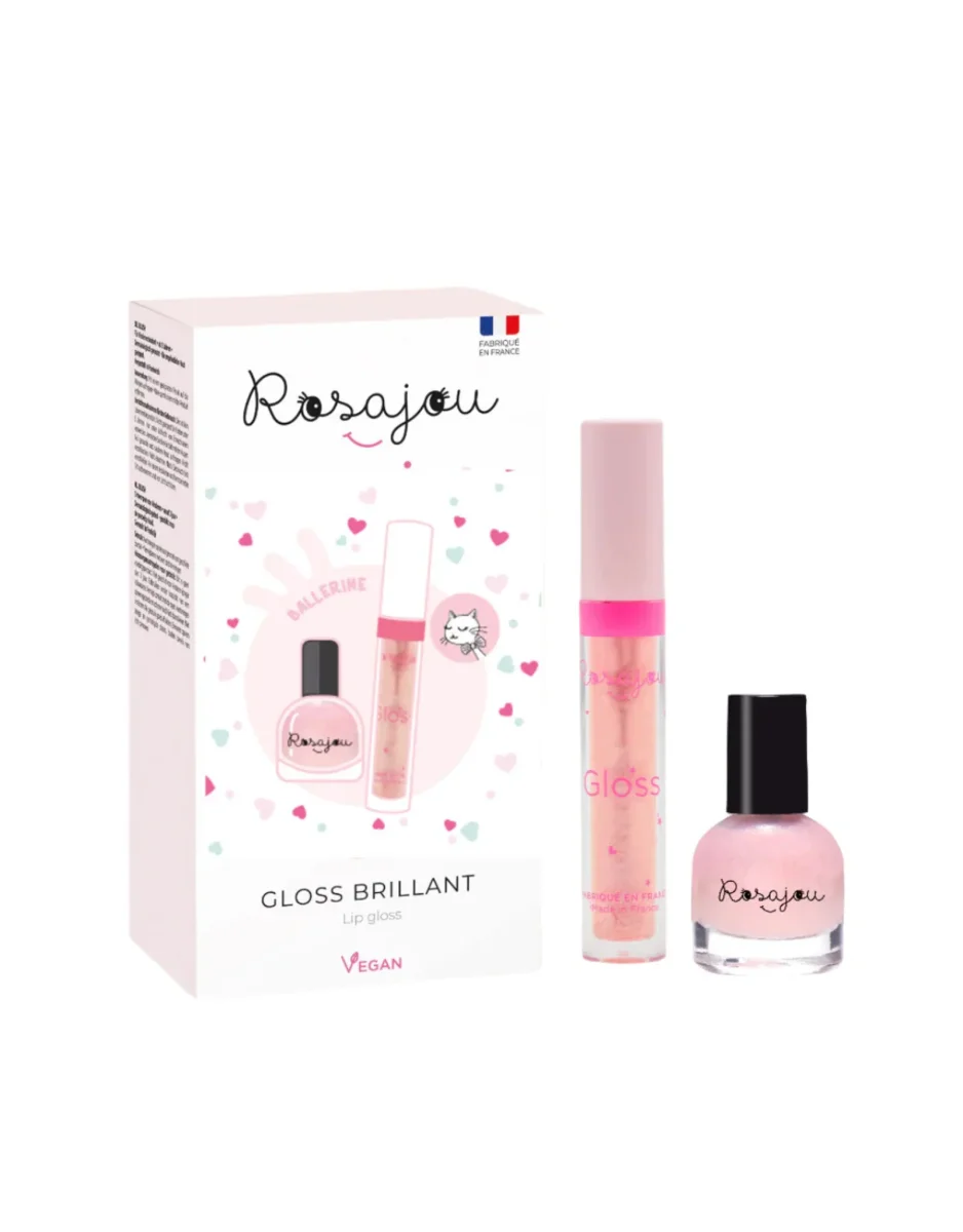 Coffret Duo Ballerine - Vernis et brillant à lèvres végétaliens - Rosajou - Boutique Maman & Bébé – Produits Essentiels au Quotidien Monjour Coffret Naissance - Cosmétique enfant - L'Armoire de Bébé - Inactif