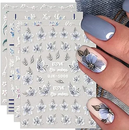 Manucure printemps « Autocollants Ongles 5D Design Floral – Lignes JMEOWIO Stickers Manucure 4 Feuilles Printemps 3D » - ​Boulangerie-Pâtisserie | Pain au Levain & Viennoiseries